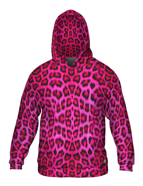 Neon Pink Leopard Animal Skin Mens Hoodie Sweater