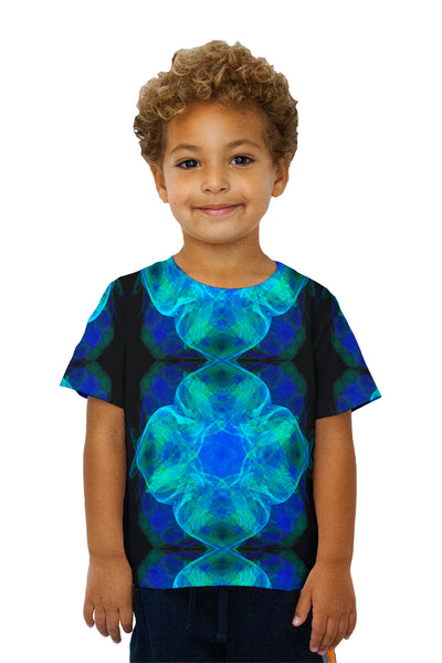 Kids Green Blue Fractal Jelly Fish Kids T-Shirt