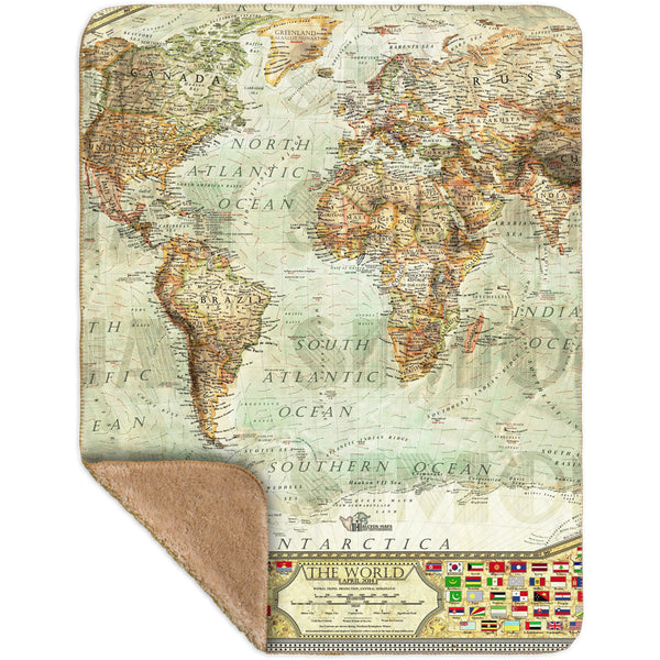 Ash World Map Sherpa Blanket