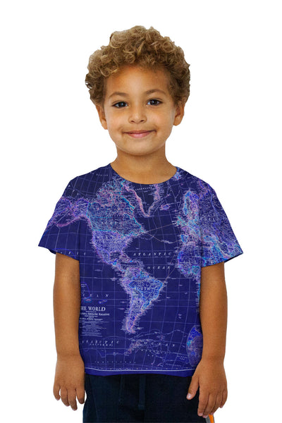 Kids World Map Neon Close Kids T-Shirt
