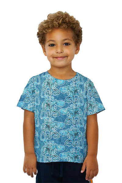 Kids Blushing Octopus Dark Blue Kids T-Shirt