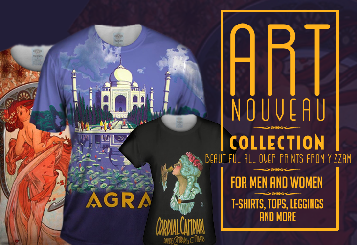 Art Nouveau All Over Print Art T-Shirts, Tops, Tanks and More