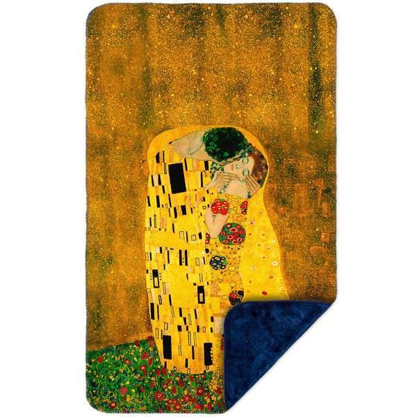 Gustav Klimt - "The Kiss" (1907-08) MicroMink(Whip Stitched) Navy