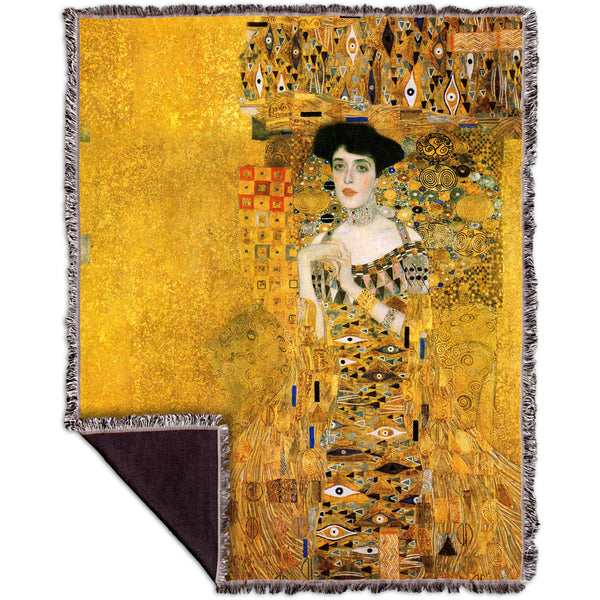 Gustav Klimt - "Portrait of Adele Bloch-bauer" (1907) Woven Tapestry Throw
