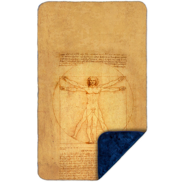 Leonardo da Vinci - "Vitruvian Man" (1490) MicroMink(Whip Stitched) Navy