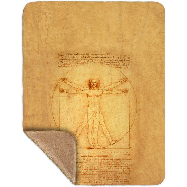 Leonardo da Vinci - "Vitruvian Man" (1490) Sherpa Blanket