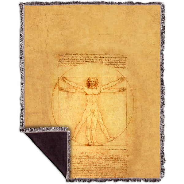 Leonardo da Vinci - "Vitruvian Man" (1490) Woven Tapestry Throw
