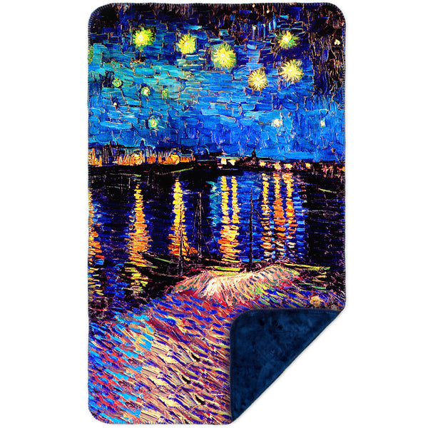 Vincent Van Gogh - "The Starry Night" (1889) MicroMink(Whip Stitched) Navy