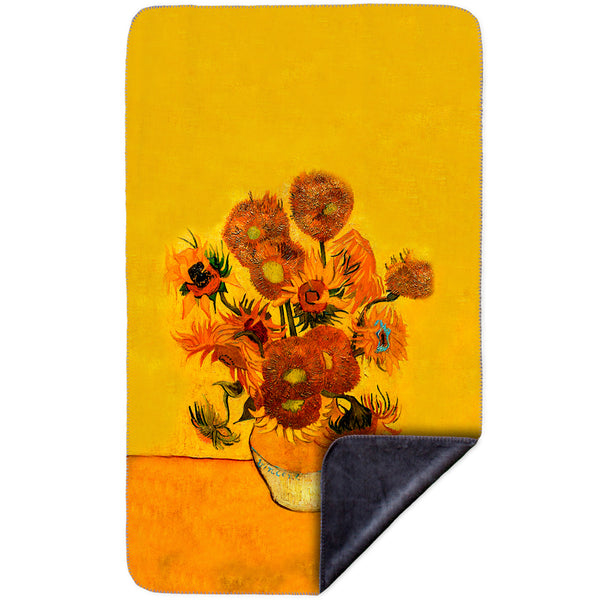 Vincent Van Gogh - "Sunflowers(London version)" (1889) MicroMink(Whip Stitched) Grey