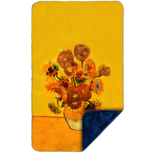 Vincent Van Gogh - "Sunflowers(London version)" (1889) MicroMink(Whip Stitched) Navy
