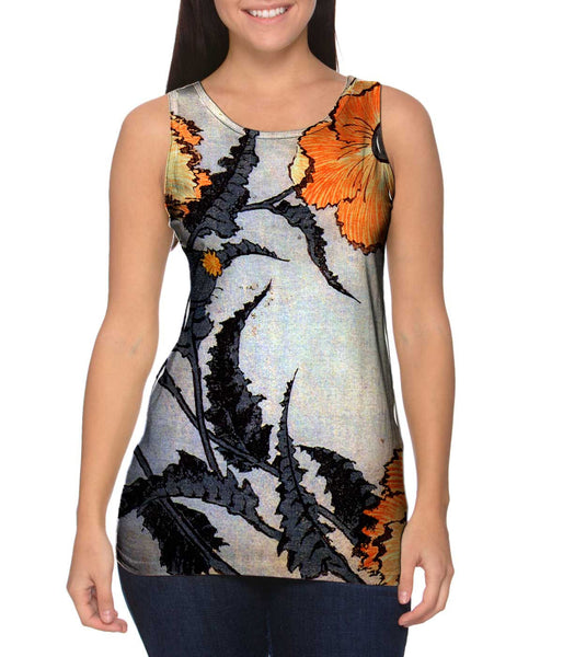 Katsushika Hokusai - "Poppy" Womens Tank Top