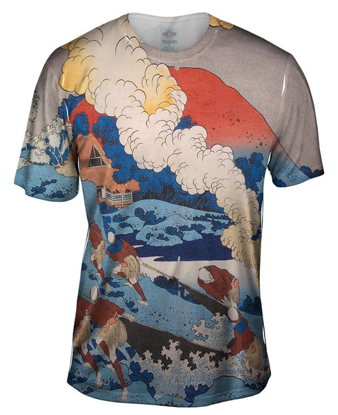 Katsushika Hokusai - "Net Fishing At Night" (1835) Mens T-Shirt