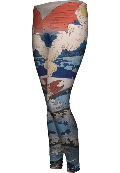 Katsushika Hokusai - "Net Fishing At Night" (1835)&nbsp;Womens Leggings