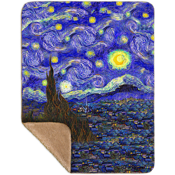 Vincent van Gogh - "The Starry Night" Sherpa Blanket