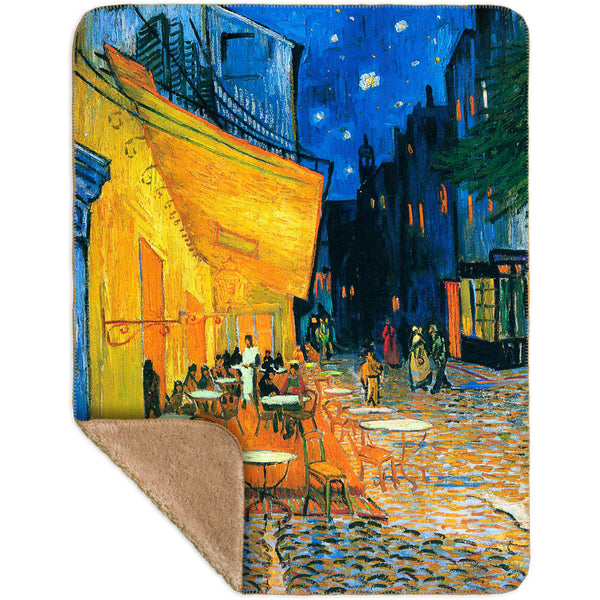 Vincent van Gogh - "The Terrace Café On The Place Du Forum In Arles At Night Arles" (1888) Sherpa Blanket