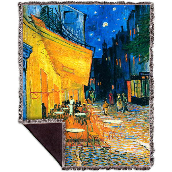Vincent van Gogh - "The Terrace Café On The Place Du Forum In Arles At Night Arles" (1888) Woven Tapestry Throw