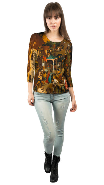 Pieter Bruegel The Elder - "Netherlandish Proverbs"(1559)&nbsp;Womens 3/4 Sleeve