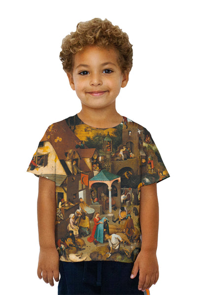 Kids Pieter Bruegel The Elder - "Netherlandish Proverbs"(1559)&nbsp;Kids T-Shirt