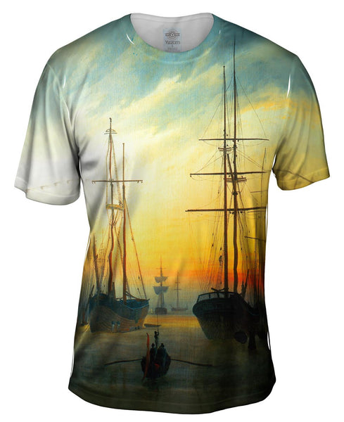 Caspar David Friedrich - "View of a Harbour" (1815) Mens T-Shirt