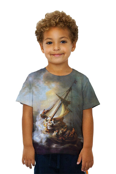 Kids Rembrandt Harmenszoon Van Rijn - "Christ On The Storm On The Sea Of Galilee" (1632) Kids T-Shirt