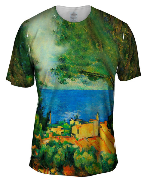 Paul Cezanne - "L_#_Estaque with Red Roods" (1885) Mens T-Shirt