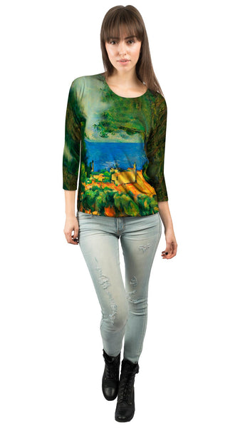 Paul Cezanne - "L_#_Estaque with Red Roods" (1885) Womens 3/4 Sleeve