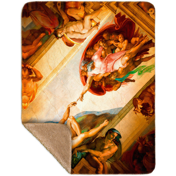 Michelangelo - "Creation of Adam" 001 Sherpa Blanket