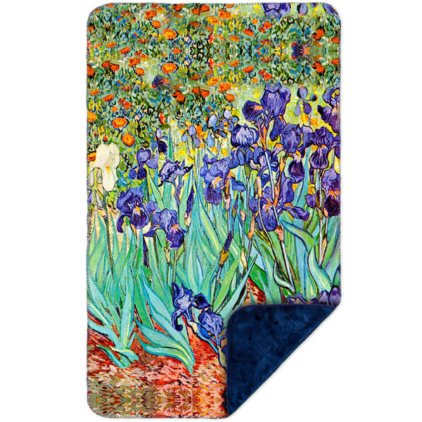 Vincent Van Gogh - Irises (1889) MicroMink(Whip Stitched) Navy