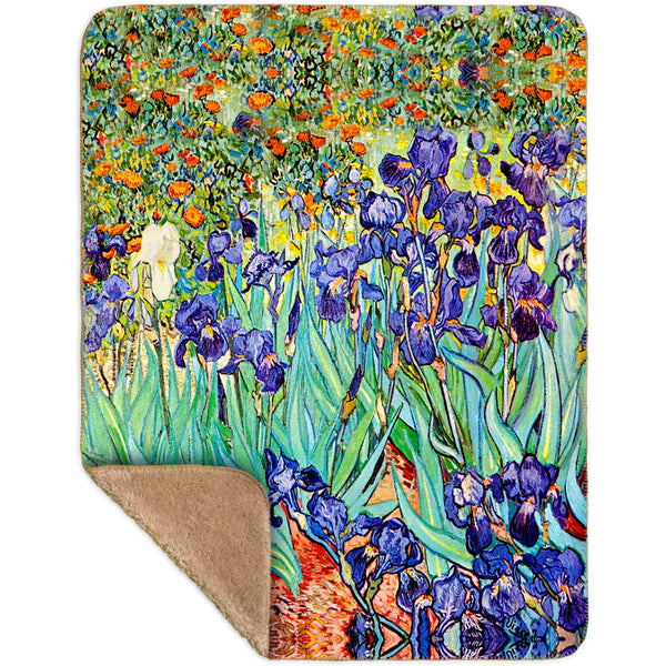 Vincent Van Gogh - Irises (1889) Sherpa Blanket