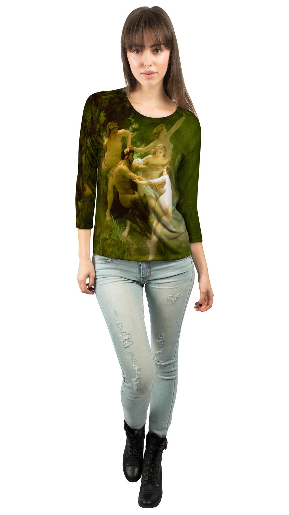 Nymphs and Satyr, William-Adolphe Bouguereau - T-shirt female fitted