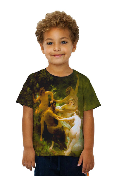 Kids William Adolphe Bouguereau - "Nymphs and Satyr" (1873) Kids T-Shirt