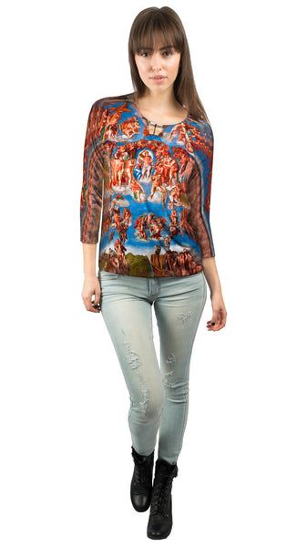 Michelangelo - "Universal Judgement" (1541-Cappella Sistina-Roma) Womens 3/4 Sleeve