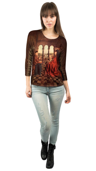 Van Eyck - "De Maagd van Kanselier Rolin~The Virgin and Chancellor Rolin" (1620)&nbsp;Womens 3/4 Sleeve
