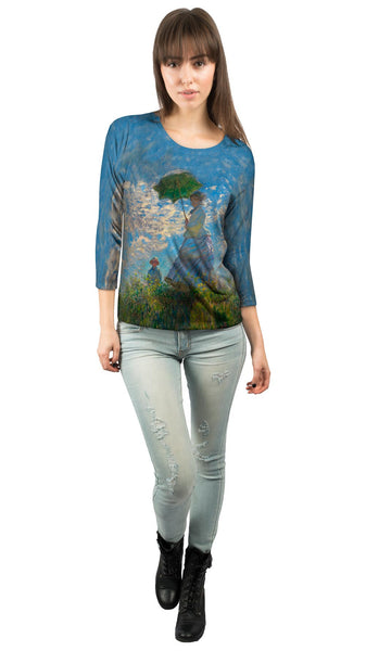 Monet -"Woman with a Parasol" (1875) Womens 3/4 Sleeve