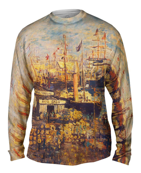 Monet -"Grand Quai at Havre" (1872) Mens Long Sleeve