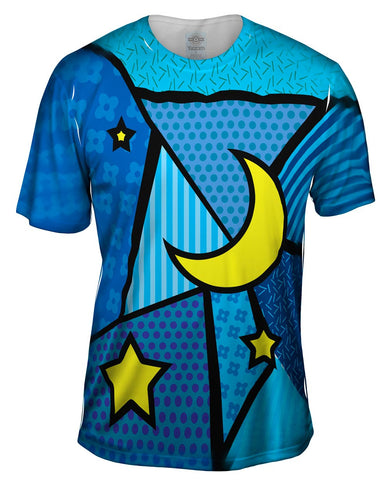 Moon and Stars on Blue