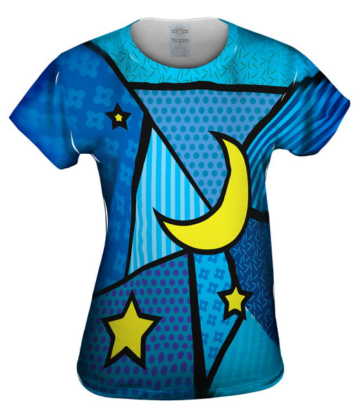 Moon and Stars on Blue Womens Top
