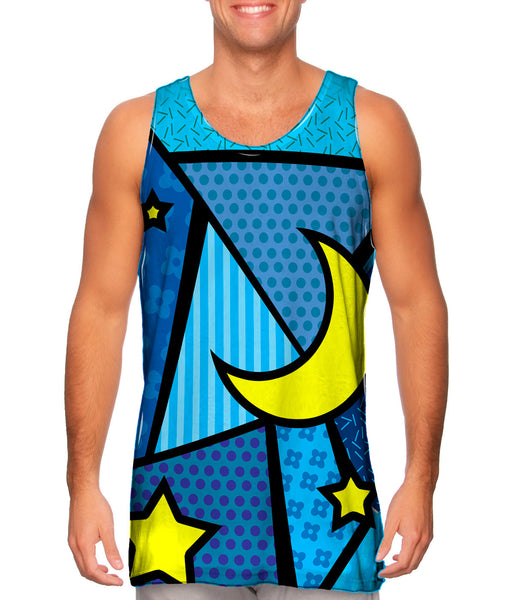 Moon and Stars on Blue Mens Tank Top
