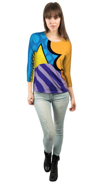 Circles on Yellow and Blue Womens 3/4 Sleeve