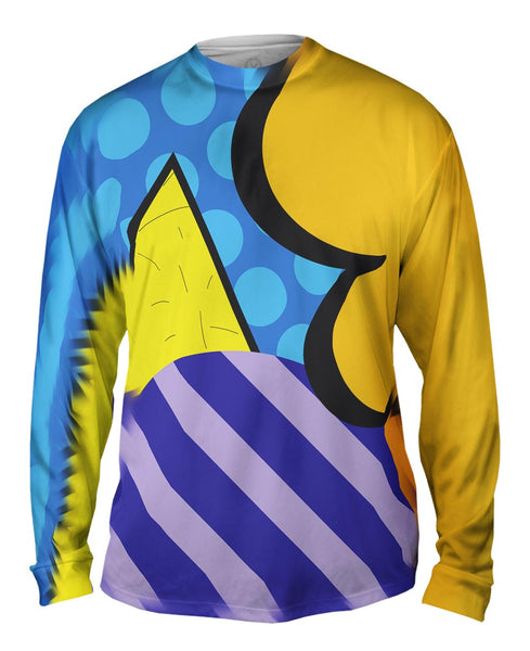 Circles on Yellow and Blue Mens Long Sleeve