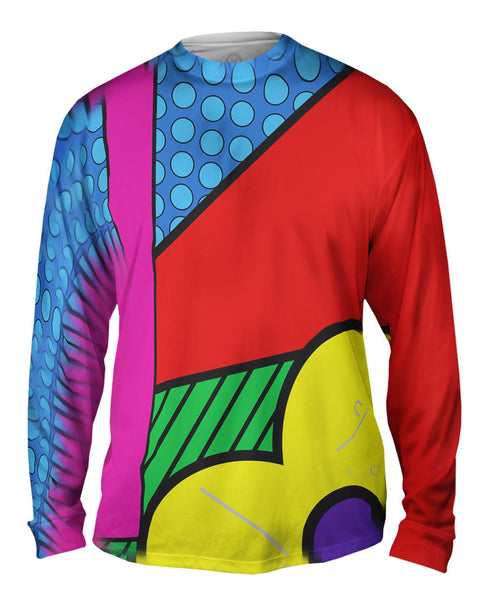 Circles on Blue and Red Mens Long Sleeve