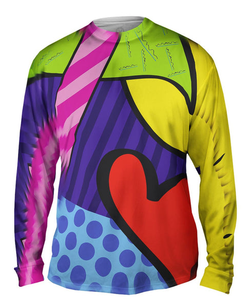 Hearts on Purple and Yellow Mens Long Sleeve