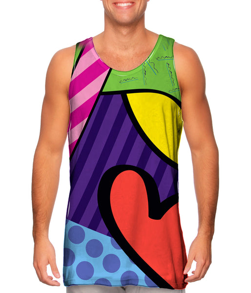 Hearts on Purple and Yellow Mens Tank Top