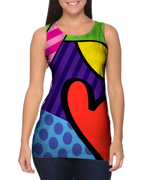 Hearts on Purple and Yellow Womens Tank Top