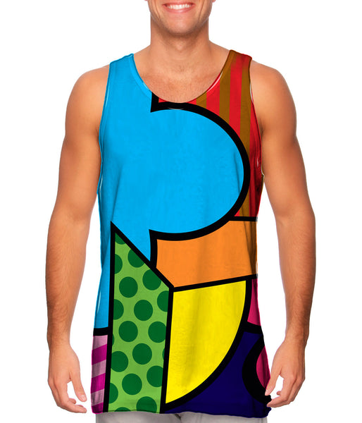 Geometric Shapes on Blue Mens Tank Top