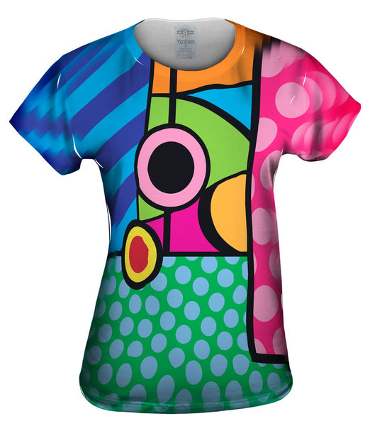 Circles on Green and Blue Womens Top