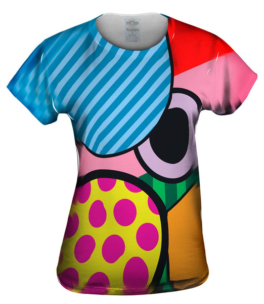 Circles on Pink and Blue Womens Top