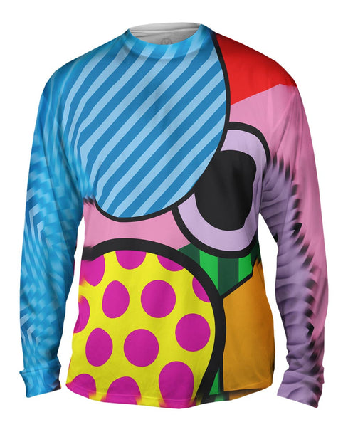 Circles on Pink and Blue Mens Long Sleeve