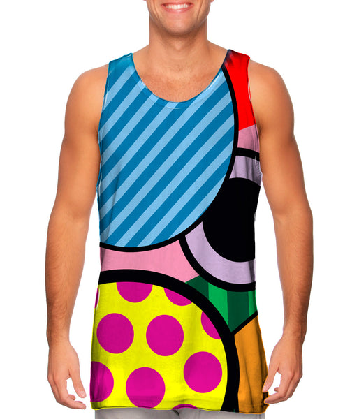 Circles on Pink and Blue Mens Tank Top