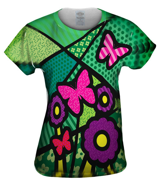 Flowers on Green Womens Top